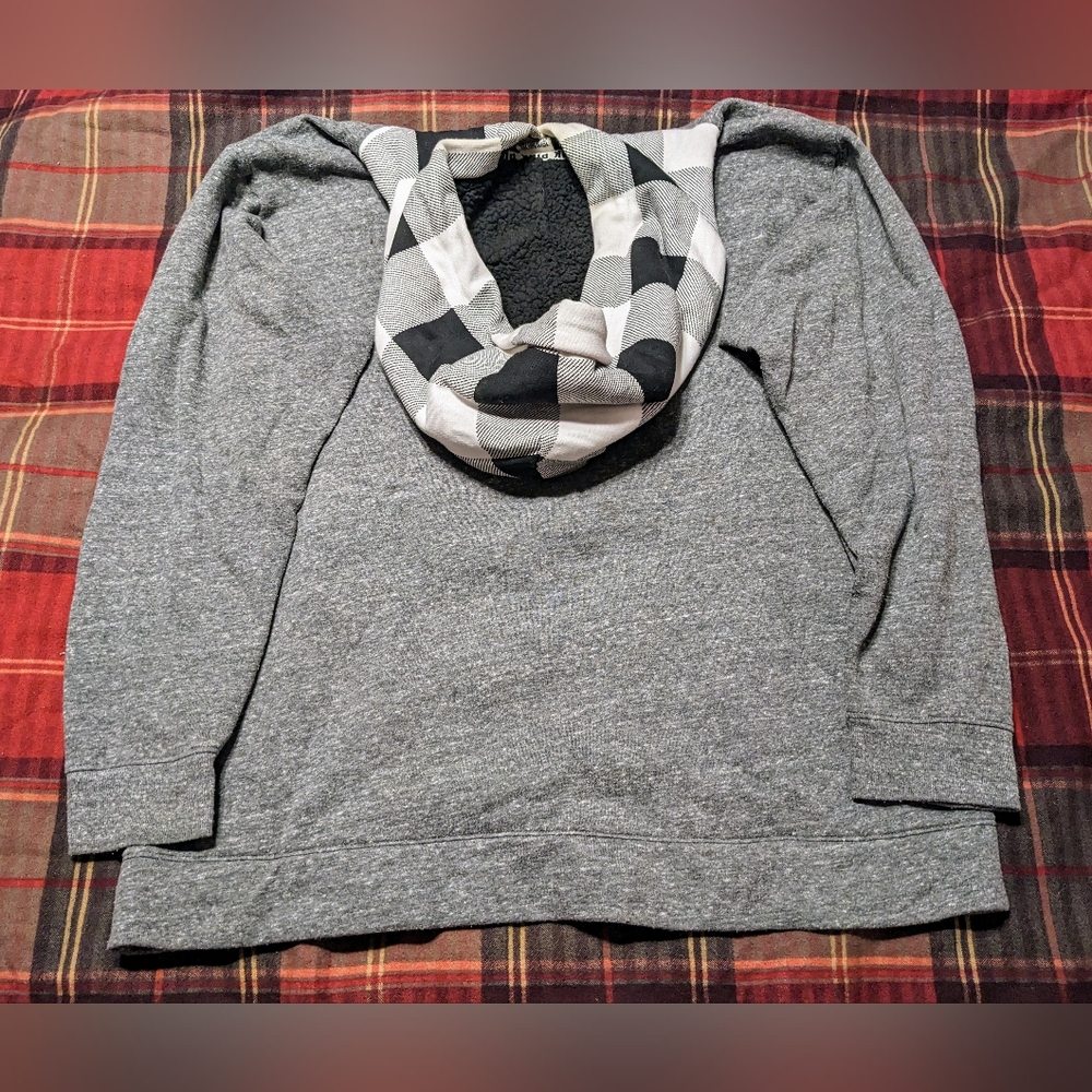 PINK Victoria's Secret Buffalo Check and Sherpa Lined Hood Hoodie Sweatshirt L - Picture 10 of 10